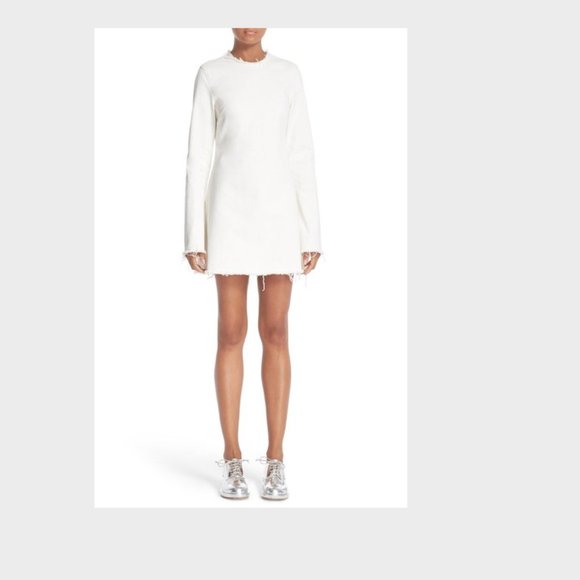 MARQUES ALMEIDA White 'Janis' Long Sleeve Denim Dress - Picture 2 of 5
